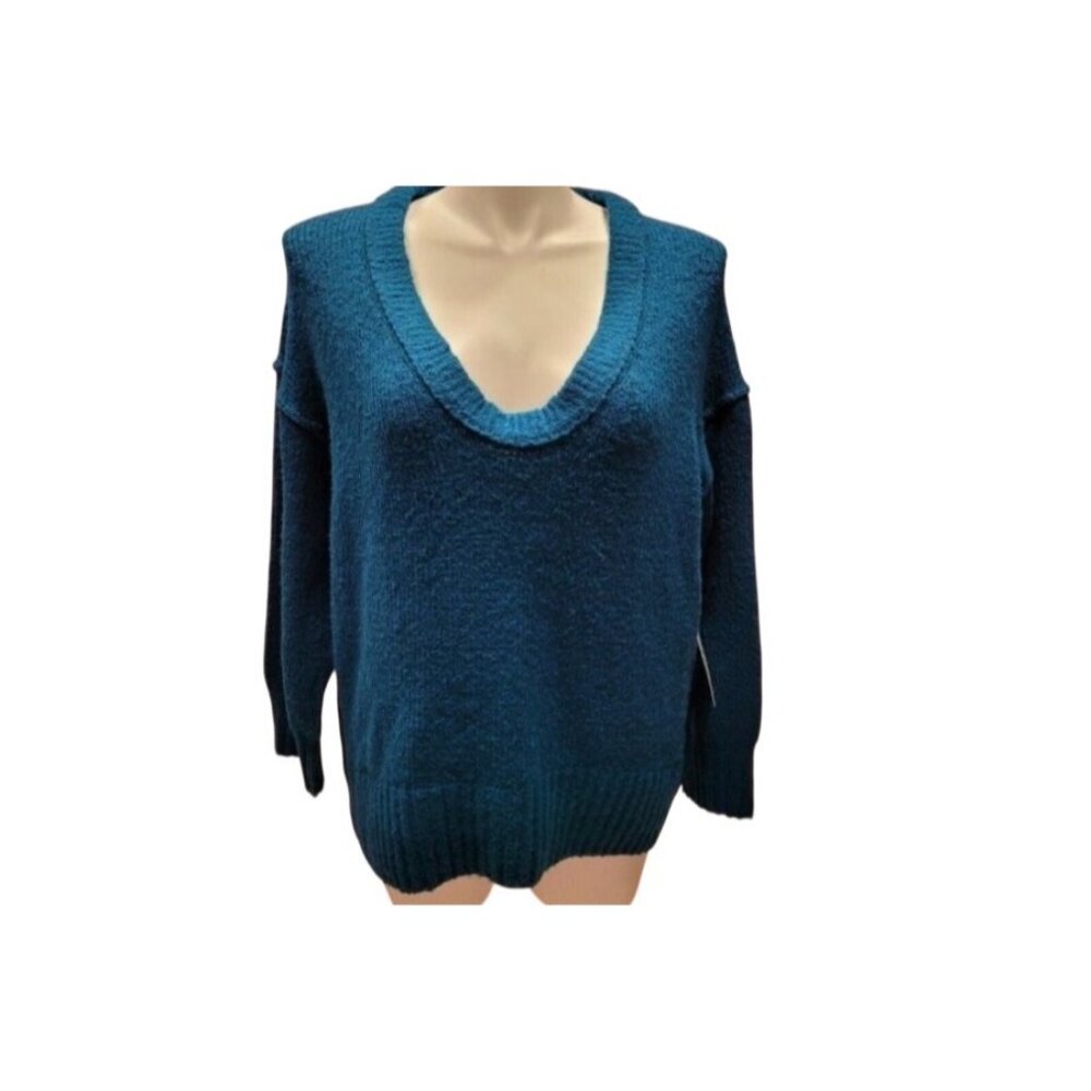Free People Brookside Oversized Knit Sweater Halcyon Blue Womens M bohemian
